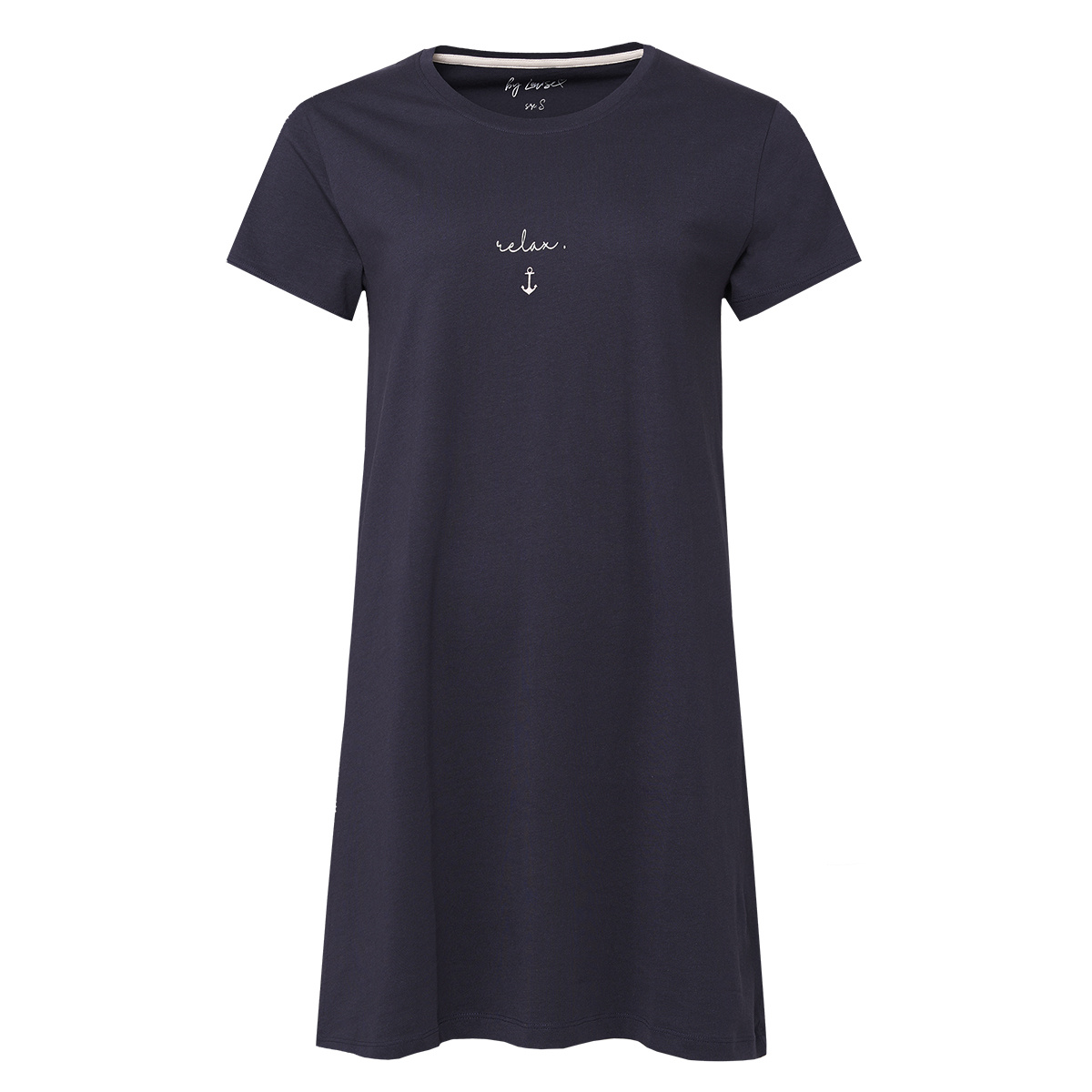 By Louise By Louise Dames Nachthemd Korte Mouw Blauw Relax Top Merken Winkel